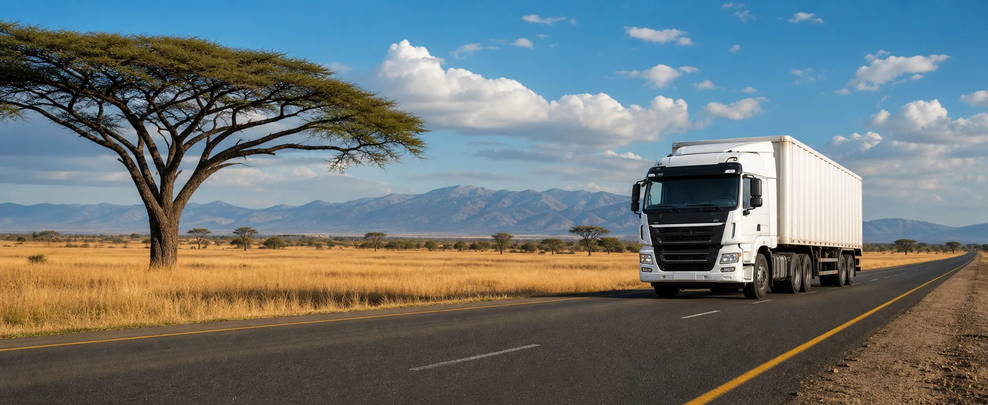 Commercial vehicle route across an African market